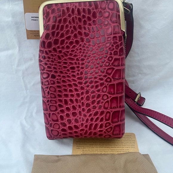 Patricia Nash Pertina Frame Pouch Crossbody Magenta Red Croco - Picture 9 of 9